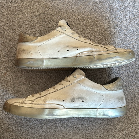 Men's Golden Goose super star white and silver sneakers, size 45 - Picture 4 of 12